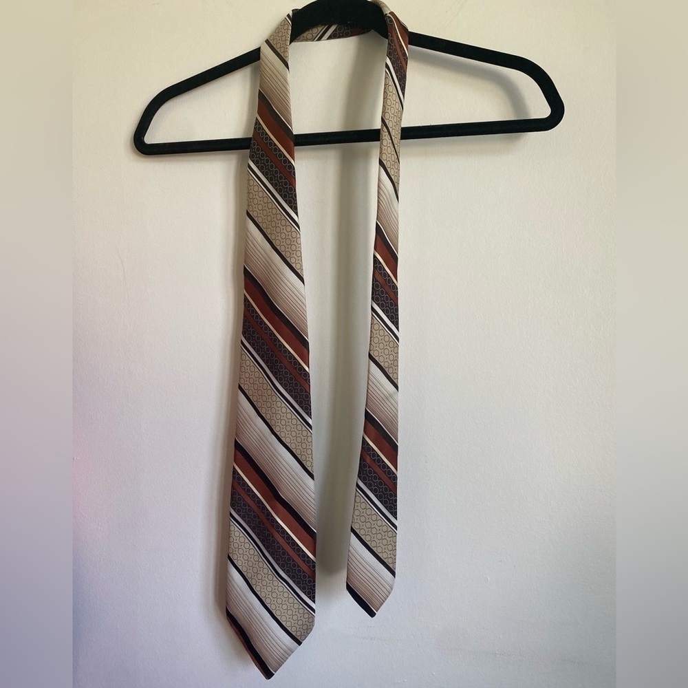 Vintage Christian Dior Monsieur Tie in Diagonal Neutral Stripes